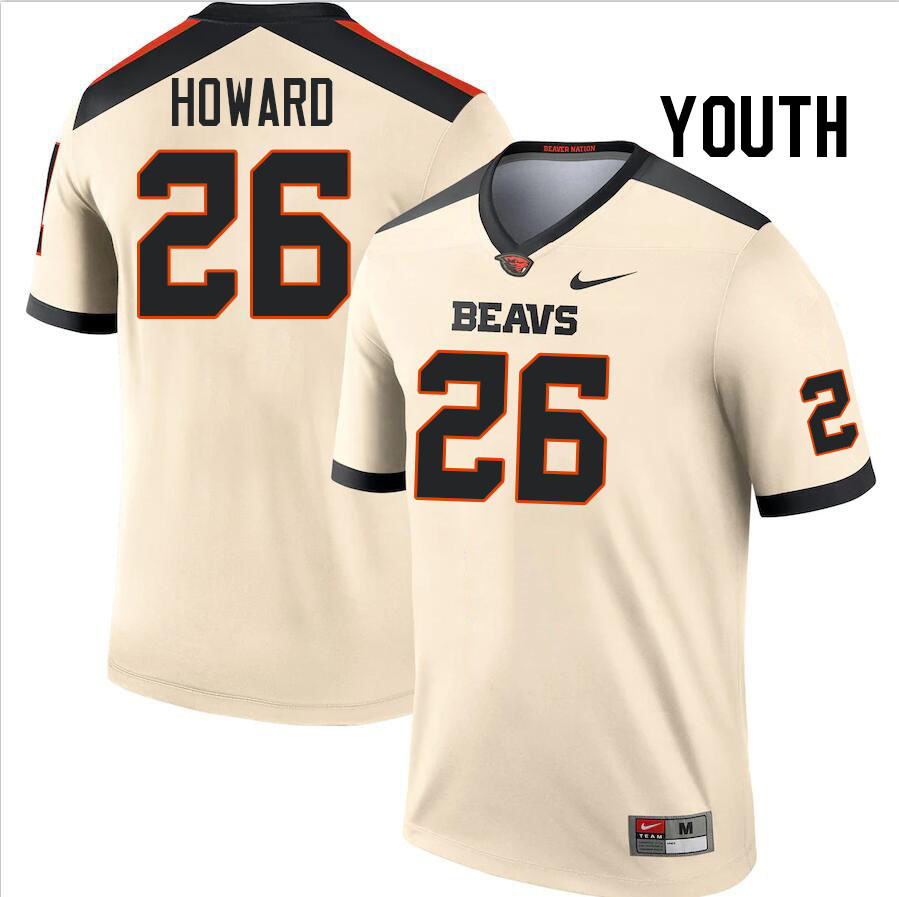 Youth #26 Harlem Howard Oregon State Beavers College Football Jerseys Stitched-Cream